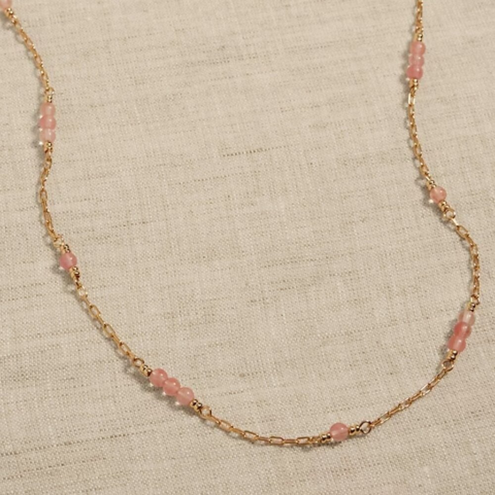 Banana Republic Gold/Quartz Beaded Chain Necklace/NWT